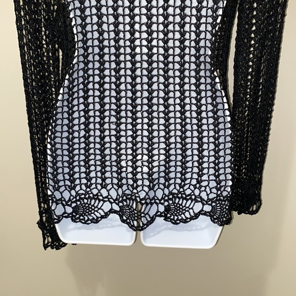 BETTE PAIGE DAISY CROCHET OPEN KNIT BELL SLEEVES WITCHY COVER UP WHIMSICAL VNTG - Picture 5 of 11